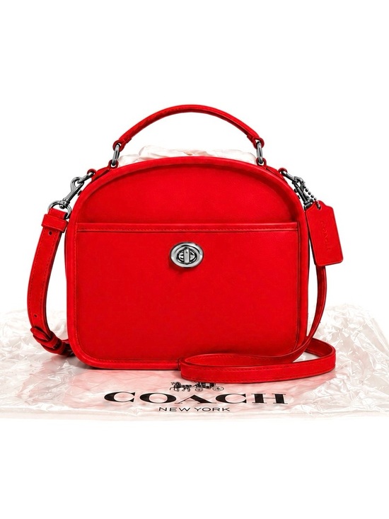 Coach Handbags - COACH Retro RE-EDITION Smooth Red Leather Lunch Pail Crossbody Bag NWT